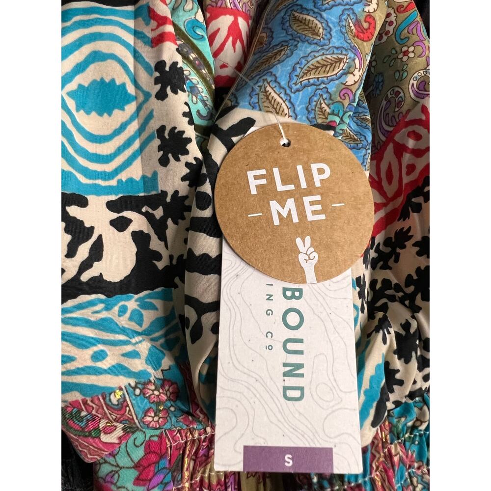 NWT Earthbound Trading Patchwork Sari Reversible Bomber Jacket Boho Paisley - Picture 5 of 7
